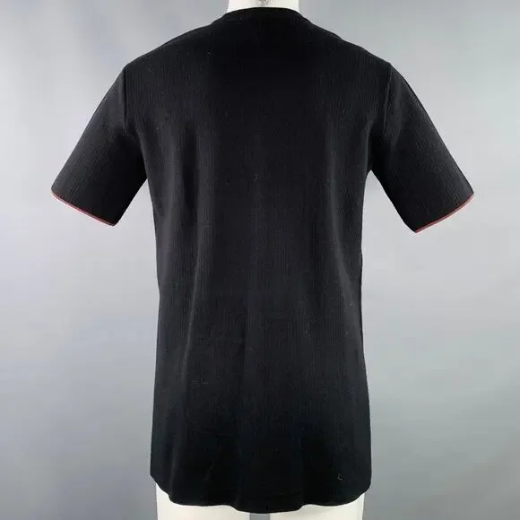 CALVIN KLEIN COLLECTION Size S Black Knit Viscose Virgin Wool T-shirt